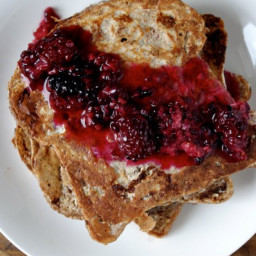 Cinnamon Raisin Protein French Toast (with smashed berries) and an awesome 