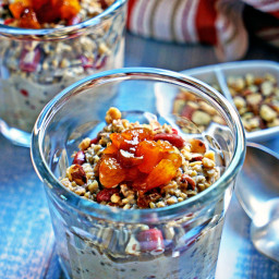 Cinnamon Apricot Overnight Steel Cut Oatmeal with Goji Berries and Almonds