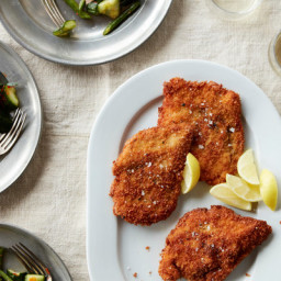 Classic Chicken Schnitzel With Smashed Cucumbers