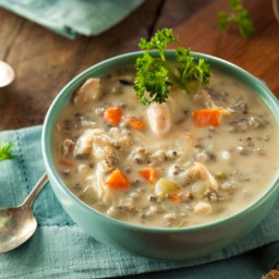 Clean Eating Creamy Turkey & Wild Rice Soup (Thanksgiving Leftovers-Lovers 