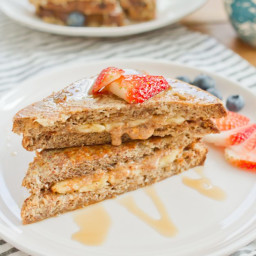 Clean Eating Stuffed French Toast with Almond Butter and Banana