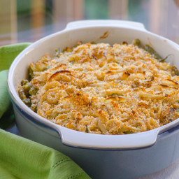 Clean Green Bean Casserole with Parmesan Crumb Topping