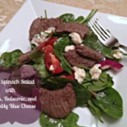Clean Spinach Salad with Steak, Balsamic, and Crumbly Blue Cheese