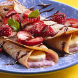 Cocoa Crepes with Strawberry-Banana Filling