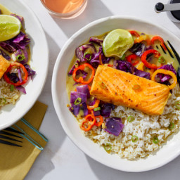 Coconut & Vadouvan Salmon with Cabbage & Sweet Pepper Stir-Fry