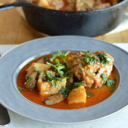 Coconut Braised Chicken with Mushroom and Potatoes