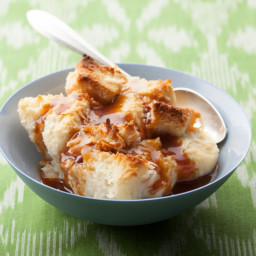 Coconut Bread Pudding with Caramel Rum Sauce