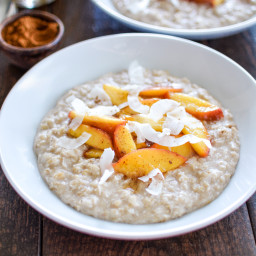 Coconut Breakfast Pudding with Sautéed Nectarines