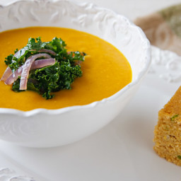 Coconut Butternut Squash Soup with a Garnish of Greens