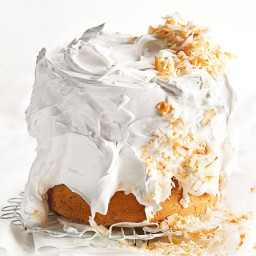 Coconut chiffon cake with meringue icing