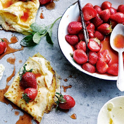 Coconut crepes with maple ricotta and strawberries