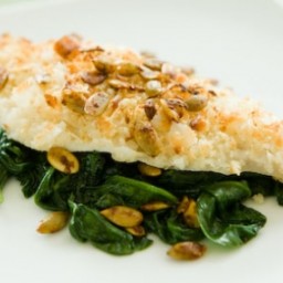 Coconut Crusted Haddock with Curried Pumpkin Seeds