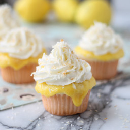 Coconut Cupcakes with Lemon Curd, Vanilla Whipped Cream and Toasted Coconut