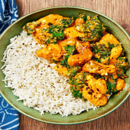 Coconut Curry Chicken with Kale over Basmati Rice
