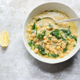 Coconut Curry Chickpeas with Wilted Greens