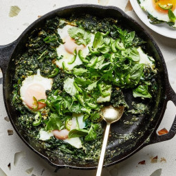 Coconut Curry Greens with Runny Eggs