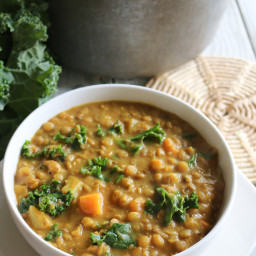 Coconut Curry Lentils with Kale and Potatoes