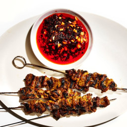 Coconut-Marinated Short Rib Kebabs with Peanut-Chile Oil