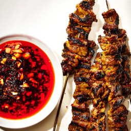 Coconut-Marinated Short Rib Kebabs with Peanut-Chile Oil