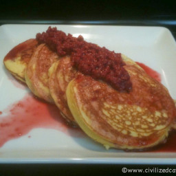 Coconut Pancakes with Raspberry Reduction