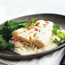 Coconut-Poached Halibut With Broccolini