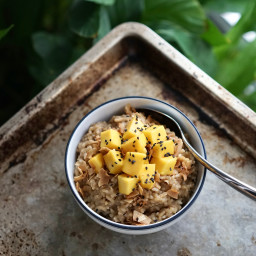 Coconut Rice Porridge with Mango