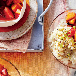 Coconut Rice Pudding with Strawberry-Nectarine Compote