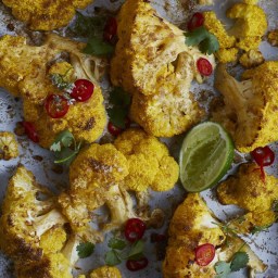 Coconut Roasted Cauliflower with Cilantro and Lime