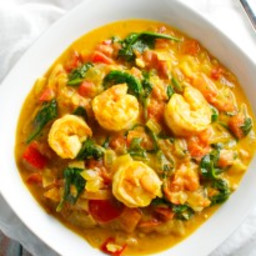 Coconut Shrimp Curry with Red Pepper and Spinach