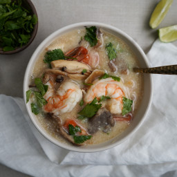Coconut Shrimp Soup with Oyster Mushrooms