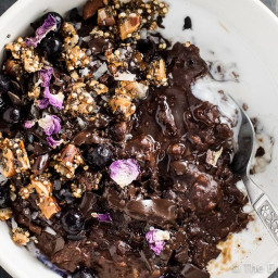 Coconut Triple Chocolate Oatmeal with Chia Power Crunch Clusters