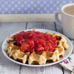 Coconut Waffles with Strawberries Low Carb Gluten Free THM S