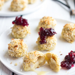 Coconut Crusted Brie Stuffed Quinoa Bites with Sweet Cranberries