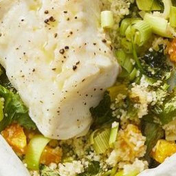 Cod in Parchment With Orange-and-Leek Couscous
