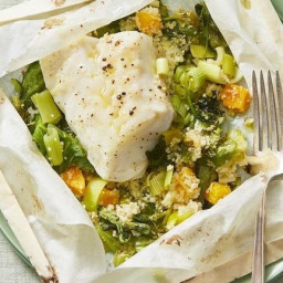 Cod in Parchment With Orange-and-Leek Couscous