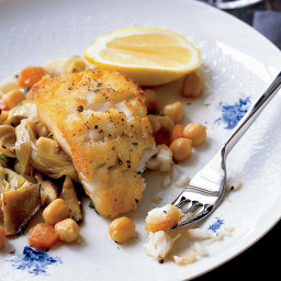 Cod with Artichokes and Chickpeas