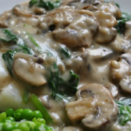 Cod with Mushroom and Spinach Sauce