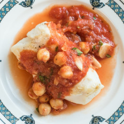 Cod With Tomato Sauce and Garbanzos