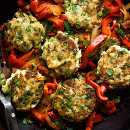 Codfish Cakes With Sweet Peppers and Onions