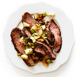 Coffee and Ancho Chile Skirt Steak with Green Chile-Apple Relish