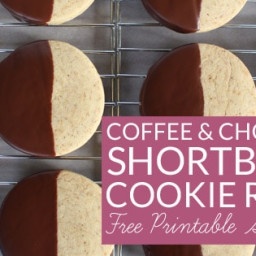 Coffee and Chocolate Shortbread Cookie Recipe (Free Printable Gift Tag)