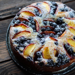 Coffee Cake with Nectarines & Blueberries