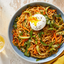 Cold Sesame Noodles with Carrots, Bok Choy & Soft-Boiled Eggs