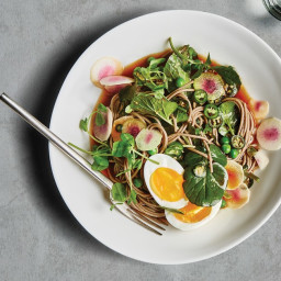 Cold Soba Noodles with Jammy Eggs and Peas