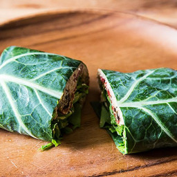 Collard Wraps with Herbed Cashew Spread and Roast Peppers