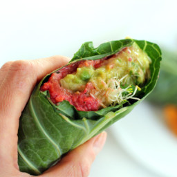 Collard Wraps with Raw Sunflower Pate