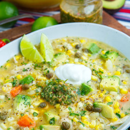 Colombian Chicken and Corn Soup (Ajiaco)