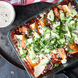 Corn and Black Bean Enchiladas with Chipotle Stout Red Sauce