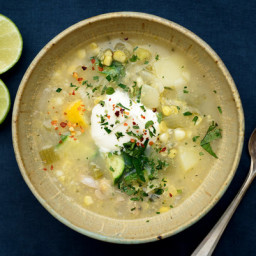 Corn and Clam Chowder With Zucchini and Herbs