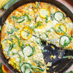 Corn and Zucchini Goat Cheese Quiche with Lemon and Basil